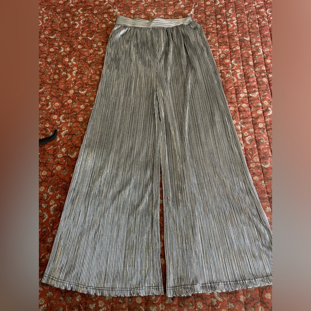 Silver wide leg pants, NWT